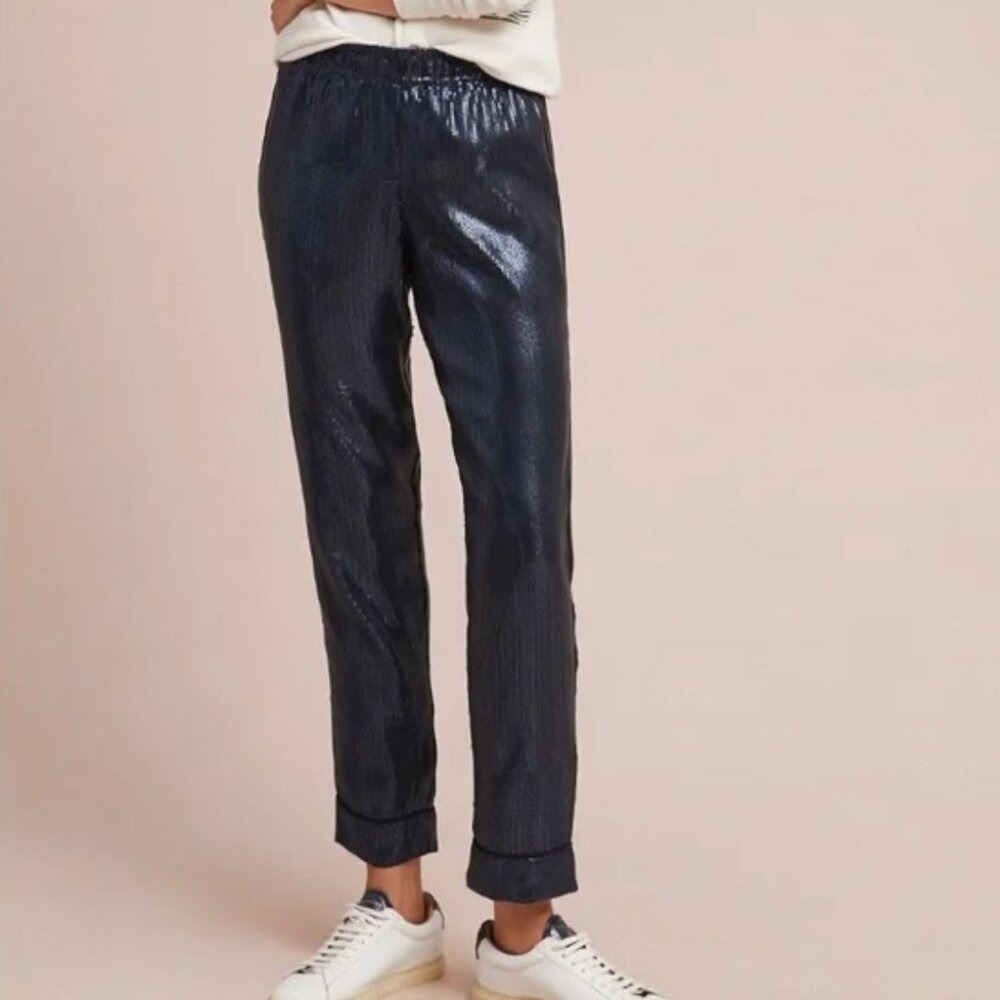 Anthropologie Corey Lynn Calter Navy Blue Sequin Sienna Pants Size Small (S) 💙‎